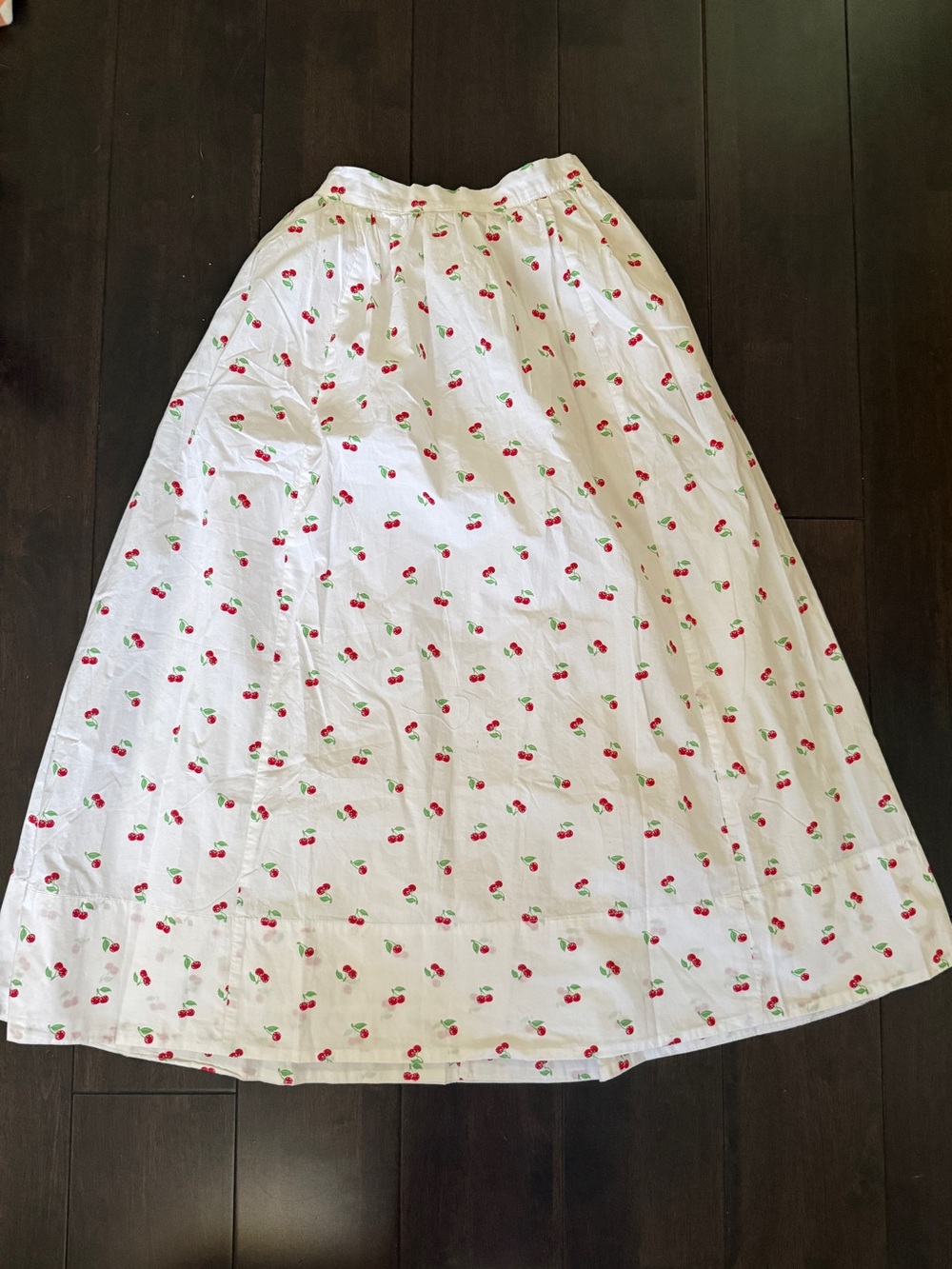 Aerie White Cherry-Print Maxi Skirt NWT